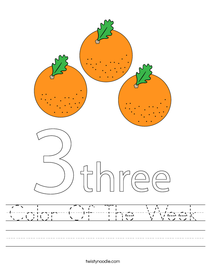 Color Of The Week Worksheet - Twisty Noodle