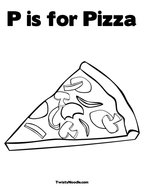 P is for Pizza Coloring Page