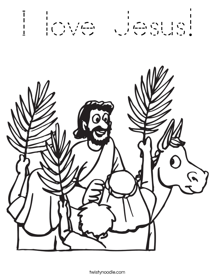 I love Jesus Coloring Page - Tracing - Twisty Noodle