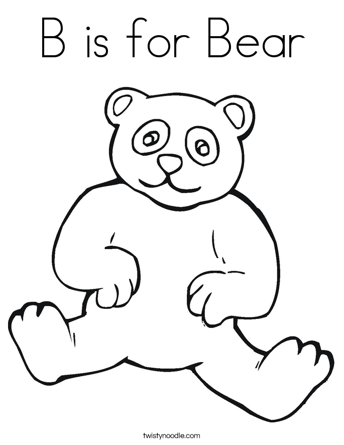 B Is For Bear Coloring Page - Twisty Noodle