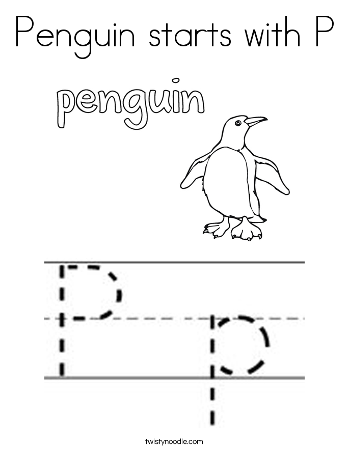 p is for penguin coloring pages - photo #23