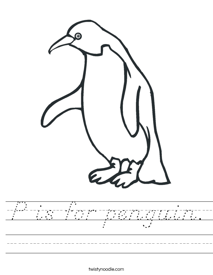 p is for penguin coloring pages - photo #16