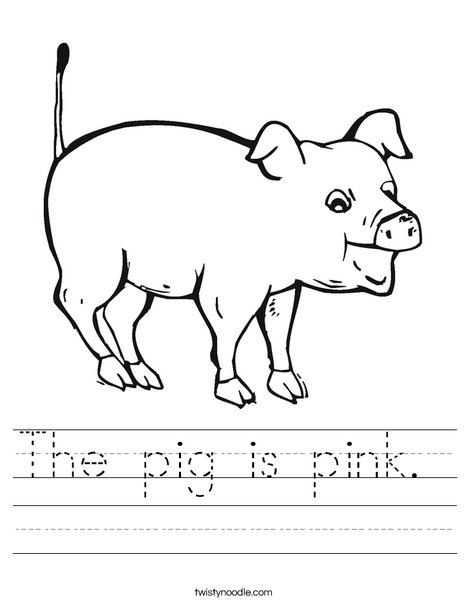 The pig is pink Worksheet - Twisty Noodle