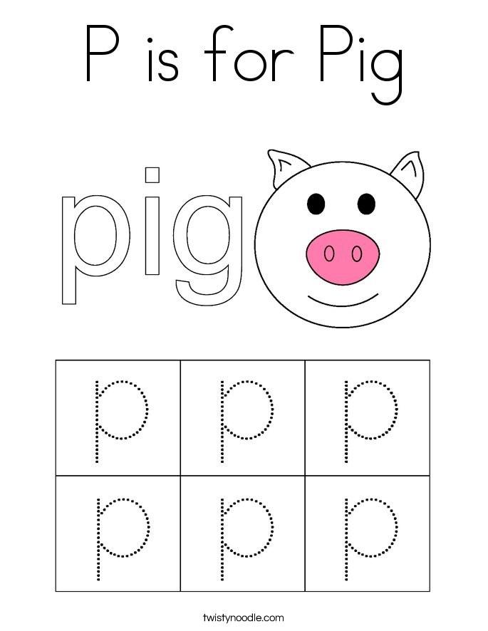 P is for Pig Coloring Page - Twisty Noodle