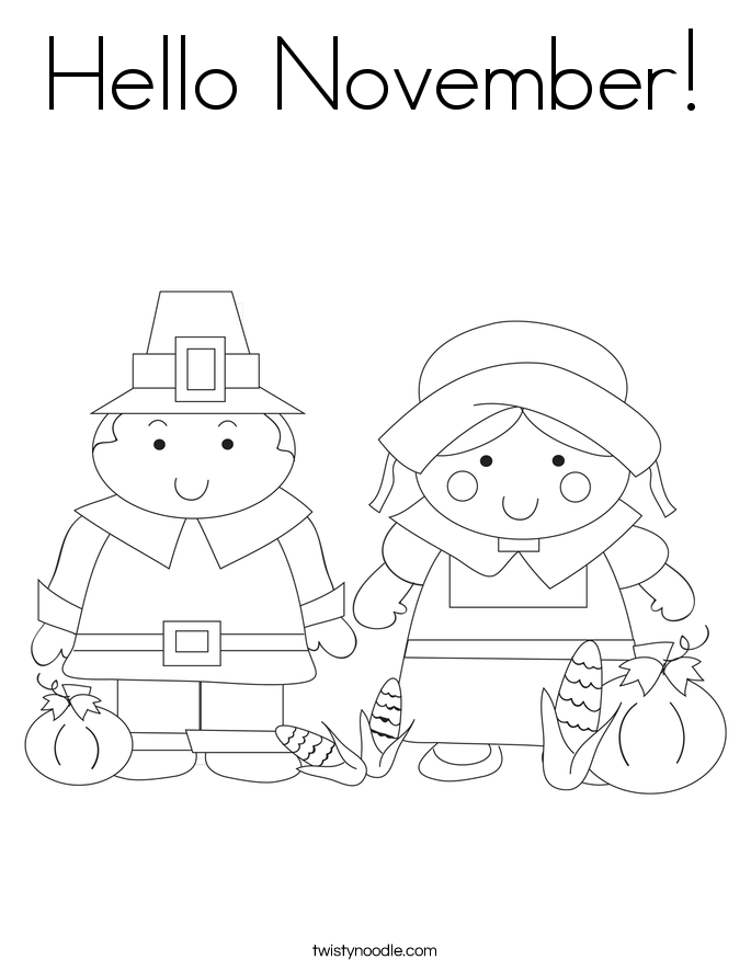 Hello November Coloring Page - Twisty Noodle