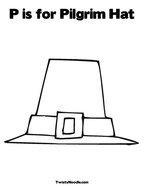 P is for Pilgrim Hat Coloring Page