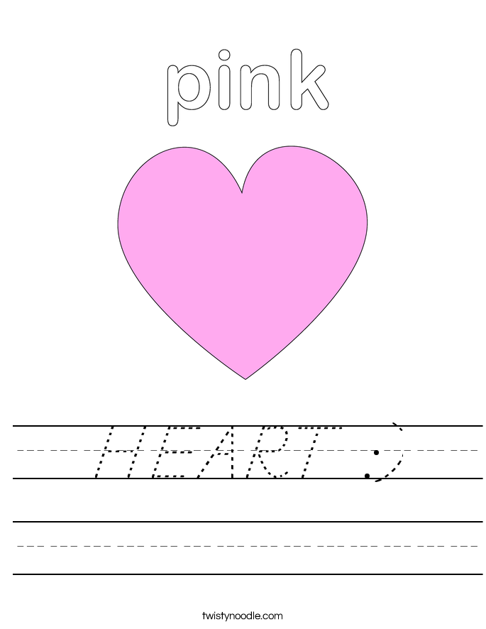 HEART :) Worksheet - D'Nealian - Twisty Noodle