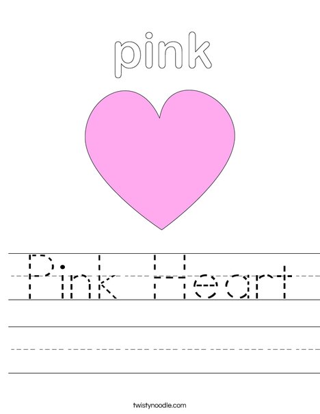Pink Heart Worksheet - Twisty Noodle