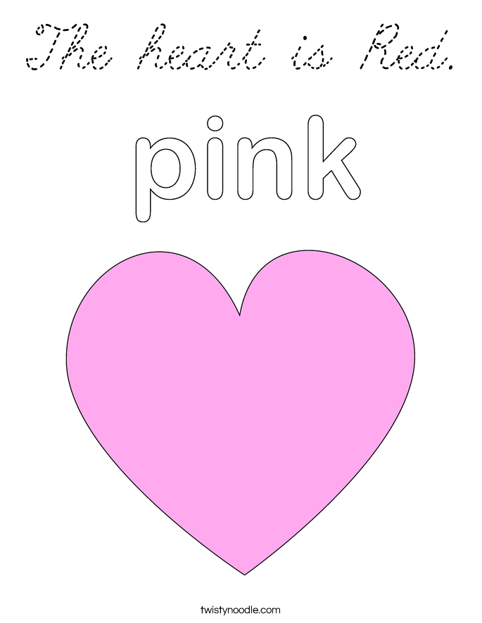 Red Heart Coloring Page | the heart is red coloring page cursive twisty noodle Red Heart Coloring Page | the heart is red coloring page cursive twisty noodle