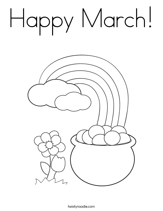 Happy March Coloring Page - Twisty Noodle
