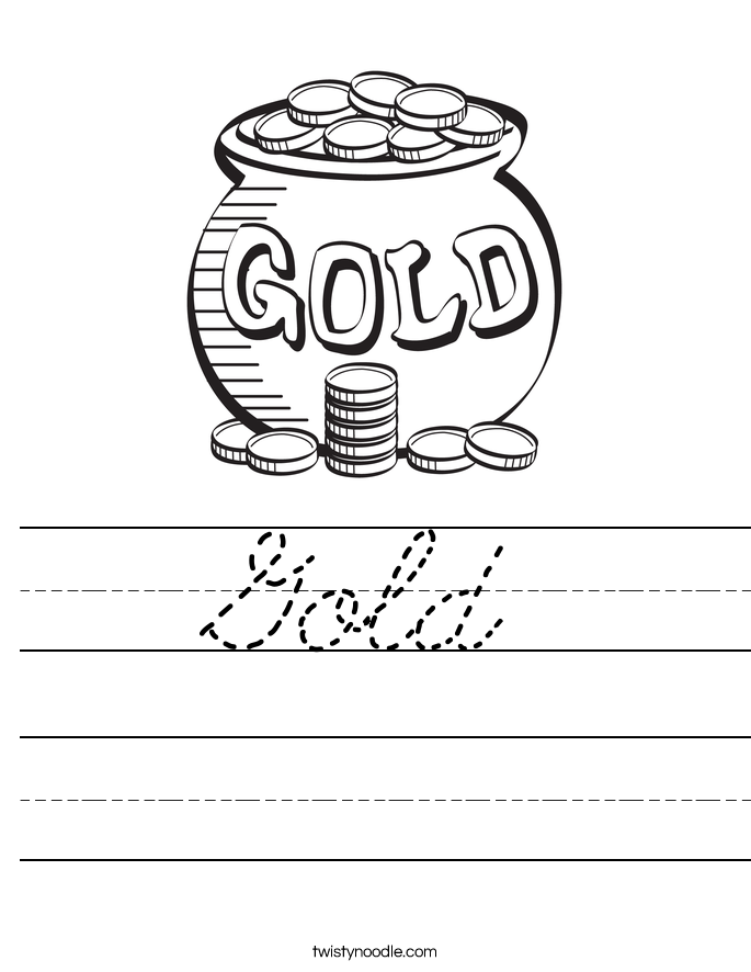 Gold Worksheet - Cursive - Twisty Noodle