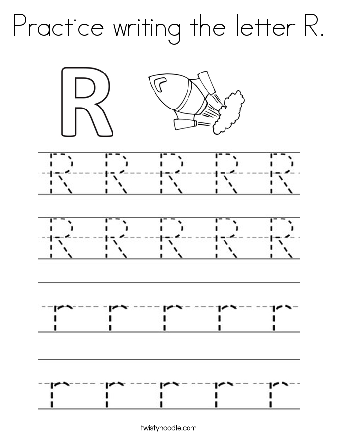 Practice writing the letter R Coloring Page - Twisty Noodle