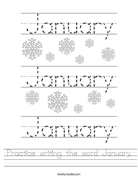 Free Printable January Activity Sheets | practice writing the word january worksheet twisty noodle Free Printable January Activity Sheets | practice writing the word january worksheet twisty noodle