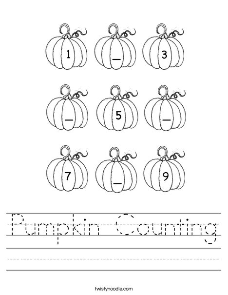Pumpkin Counting Worksheet - Twisty Noodle