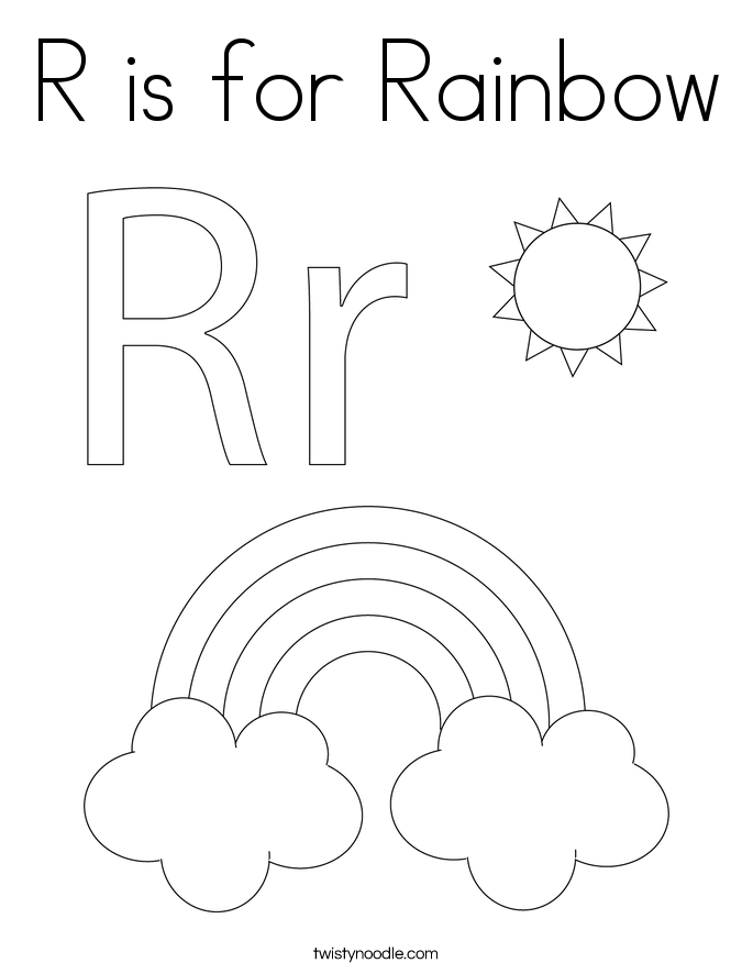 R is for Rainbow Coloring Page Twisty Noodle