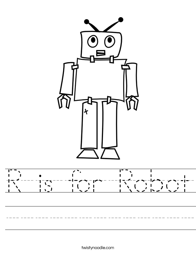 R is for Robot Worksheet Twisty Noodle