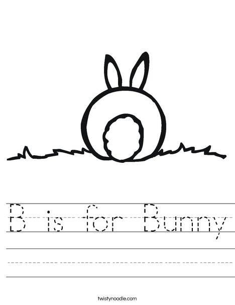 B Is For Bunny Worksheet - Twisty Noodle