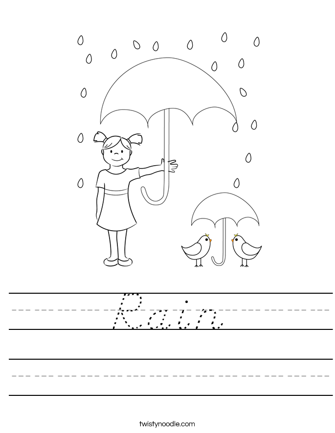 Rain Worksheet - D'Nealian - Twisty Noodle