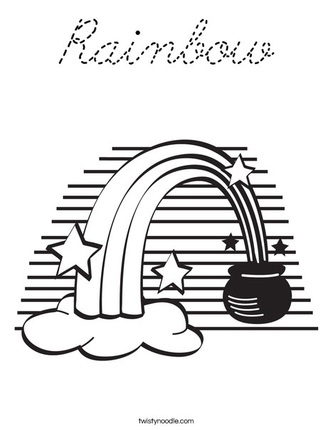 Rainbow and a Pot of Gold Coloring Page