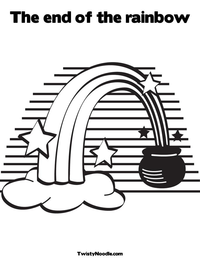 Rainbow and a Pot of Gold Coloring Page