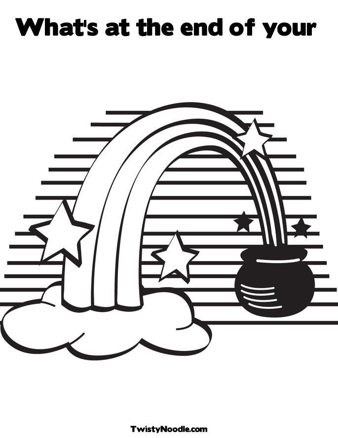 Rainbow and a Pot of Gold Coloring Page