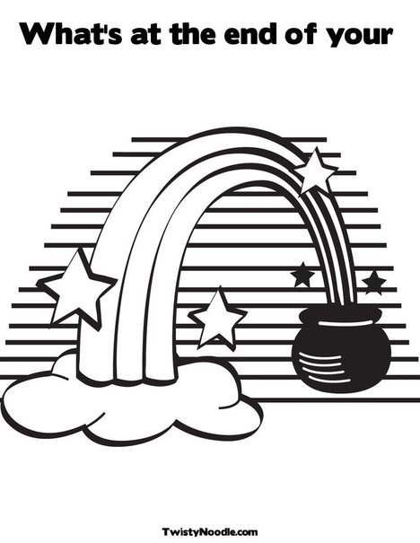 Rainbow and a Pot of Gold Coloring Page