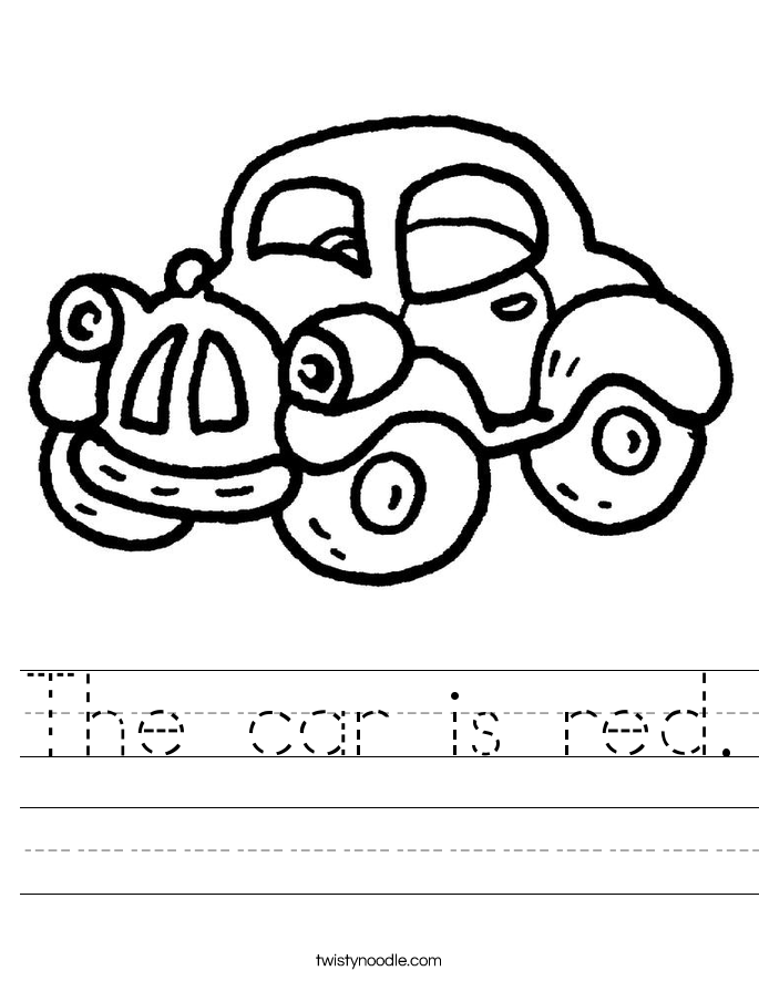 Worksheets Car Worksheets the car is red worksheet twisty noodle worksheet