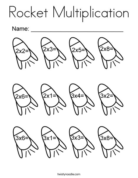 rocket mulitplication coloring page