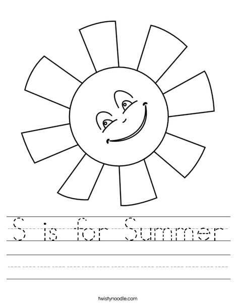 Printables Summer Worksheets s is for summer worksheet twisty noodle sun worksheet