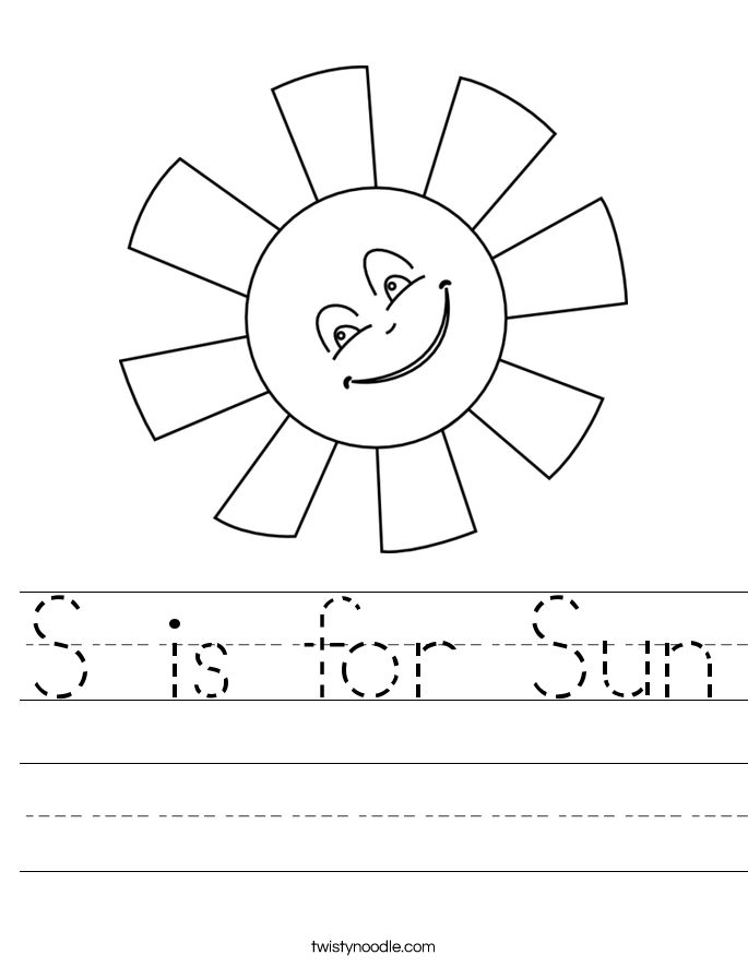 S Is For Sun Worksheet Twisty Noodle S Is For Sun Worksheet Twisty Noodle