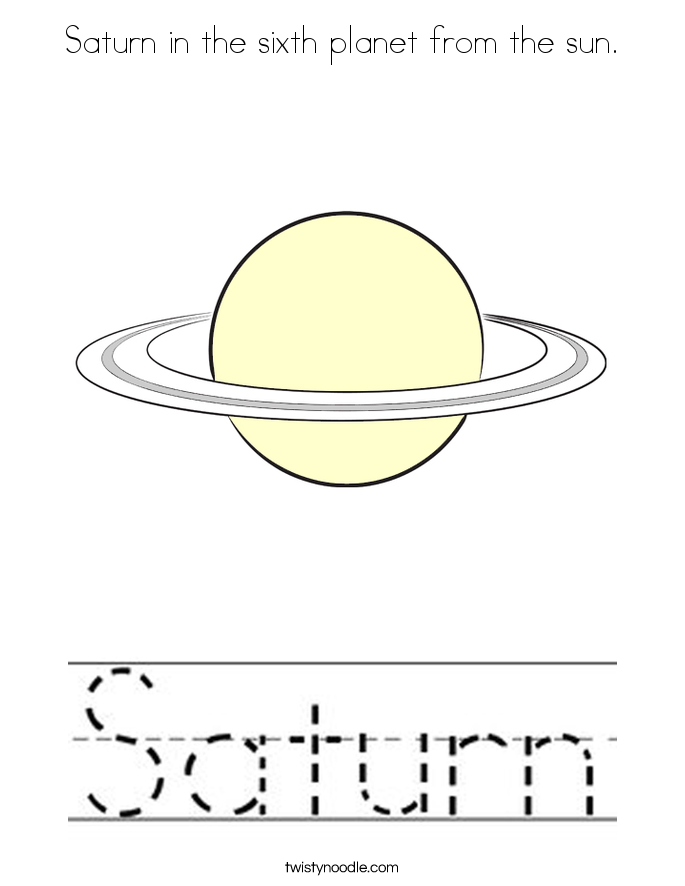 Saturn in the sixth planet from the sun Coloring Page - Twisty Noodle