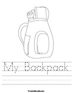My Backpack Handwriting Sheet