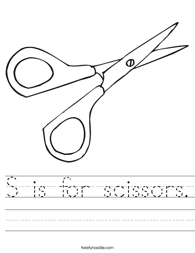 S is for scissors Worksheet - Twisty Noodle