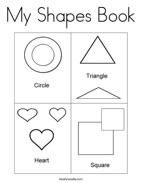 My Shapes Book Coloring Page Twisty Noodle My Shapes Book Coloring Page Twisty Noodle