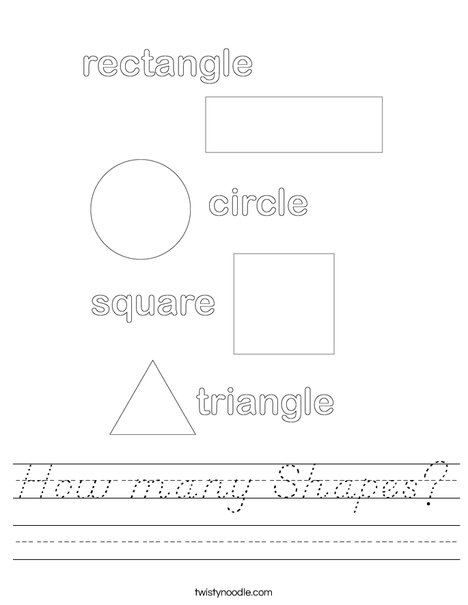 How many Shapes Worksheet - D'Nealian - Twisty Noodle
