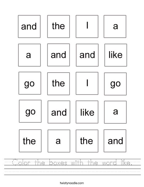 worksheet the Worksheet Boxes Sight  word Words sight