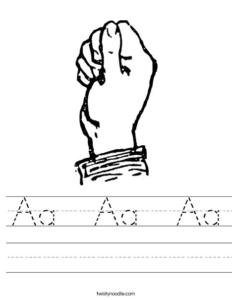 Worksheet Aa Step 3 Worksheet aa worksheet twisty noodle sign language letter a worksheet