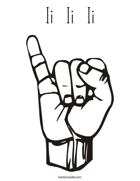 sign language letter i coloring page