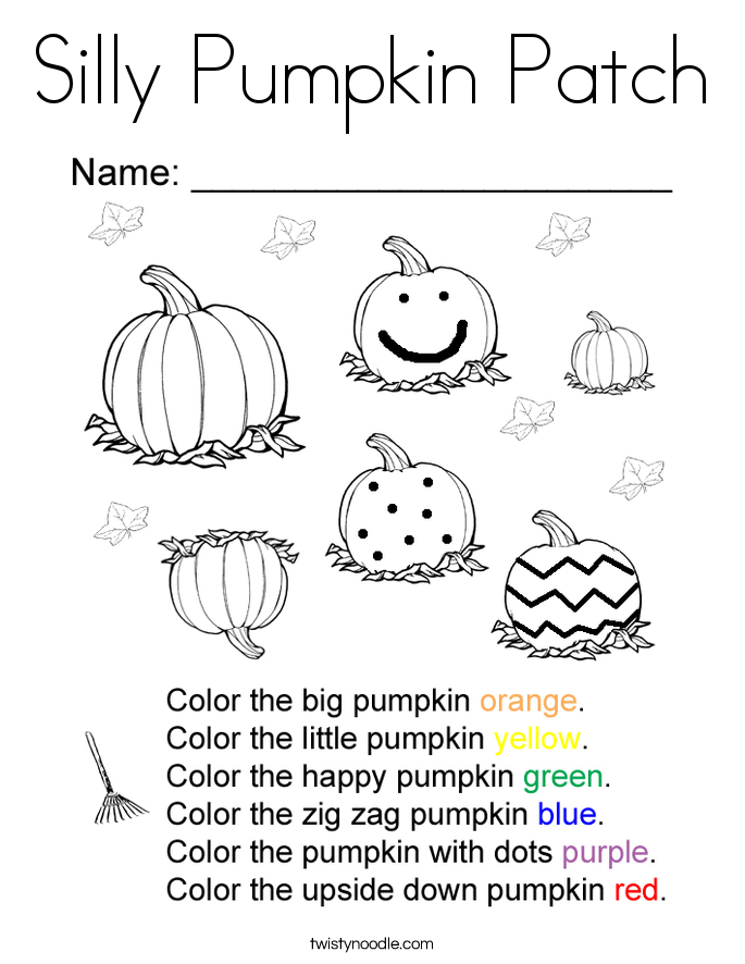 Silly Pumpkin Patch Coloring Page - Twisty Noodle