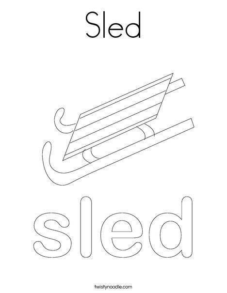Sled Coloring Page - Twisty Noodle