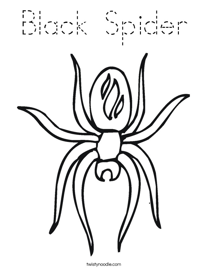 Black Spider Coloring Page Tracing Twisty Noodle
