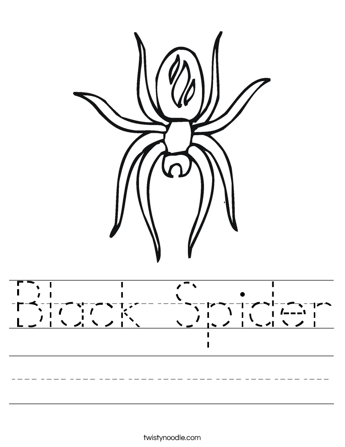 Black Spider Worksheet - Twisty Noodle