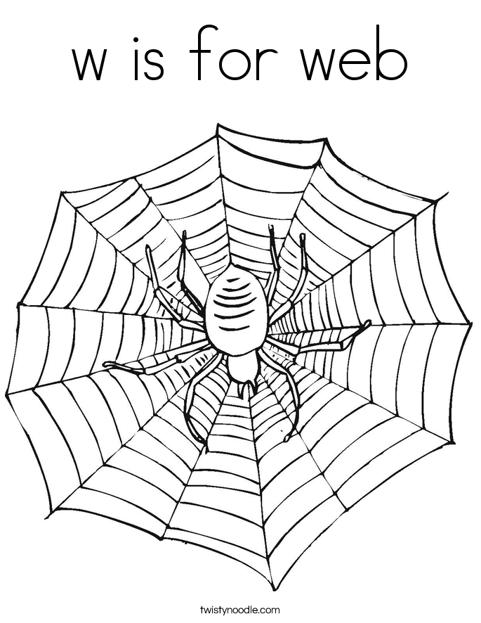 w is for web Coloring Page - Twisty Noodle