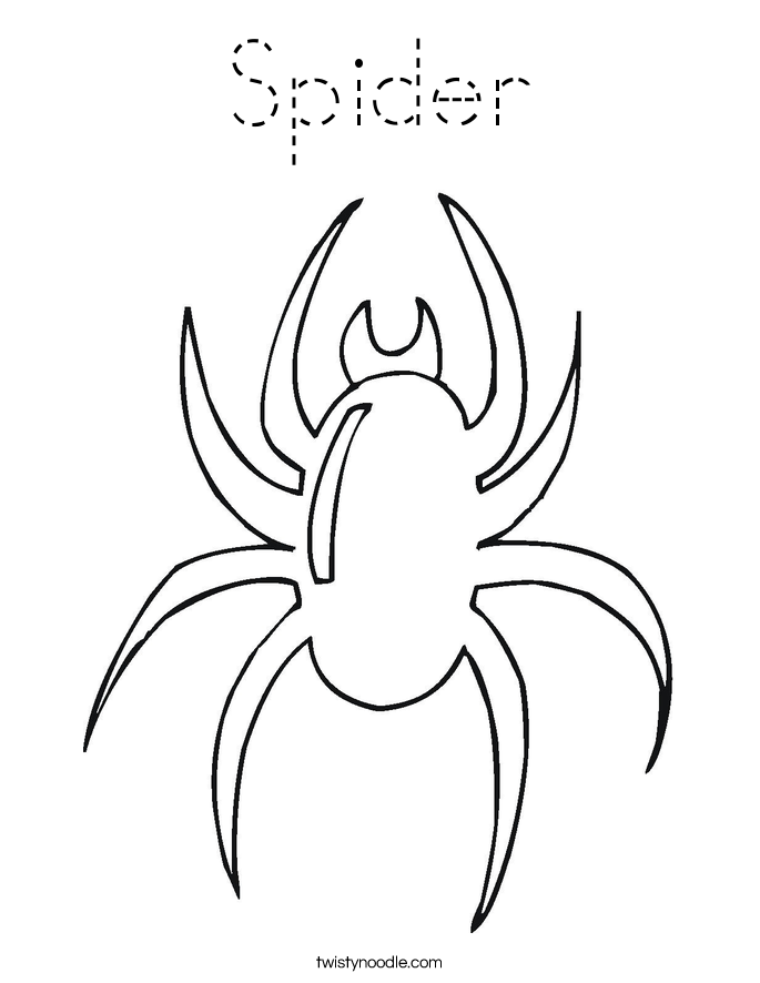 Spider Coloring Page - Tracing - Twisty Noodle