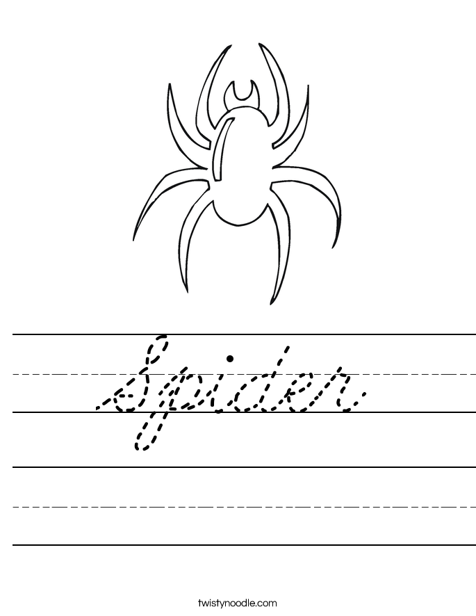 Spider Worksheet Cursive Twisty Noodle