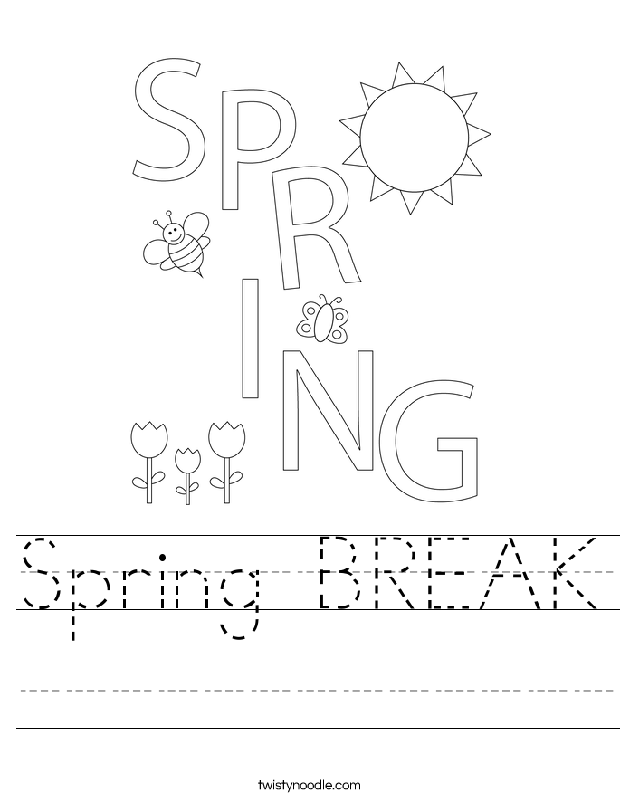 Spring BREAK Worksheet Twisty Noodle Spring BREAK Worksheet Twisty Noodle