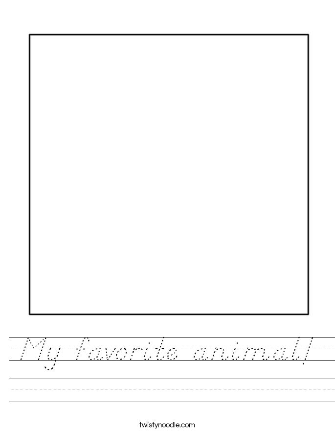 My favorite animal Worksheet - D'Nealian - Twisty Noodle