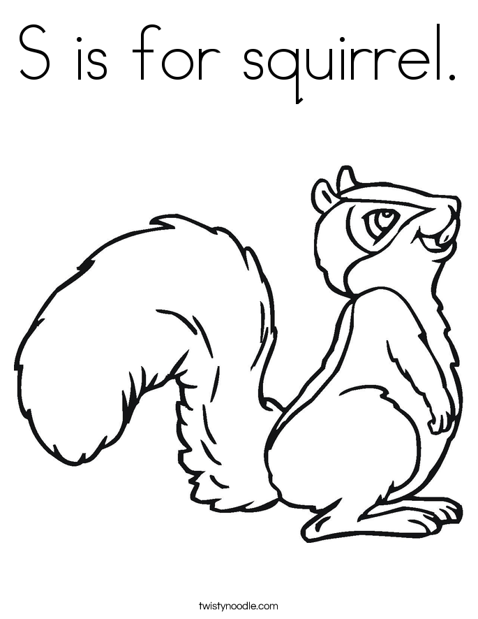S is for squirrel Coloring Page - Twisty Noodle