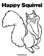 Happy Squirrel Coloring Page