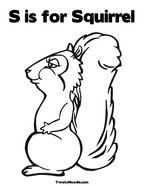 S is for Squirrel Coloring Page